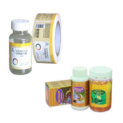 CMYK Baskı Steroid Flakon Etiketleri, Vitaminler İçin 35x84mm Hap Şişe Etiketleri