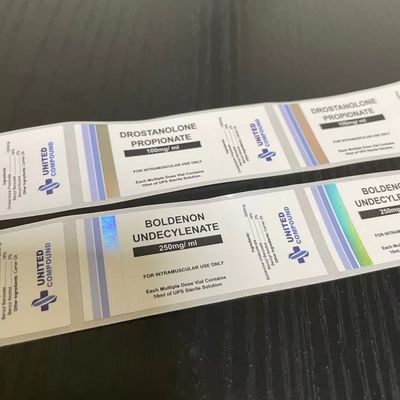 ISO9001 PMS Renkli 26mm Uzunluk 30ml Gümüş Folyo Baskılı Şişe Etiketleri