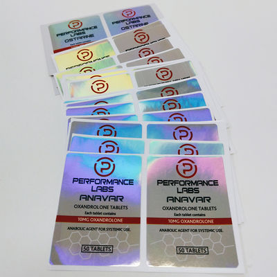 Hologram Güvenliği 4x8cm Steroid Flakon Etiketleri Sahteciliğe Karşı