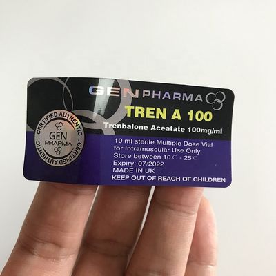 25x60mm Steroid Flakon Etiketleri Sahte Olmayan Gümüş Holografik Etiket