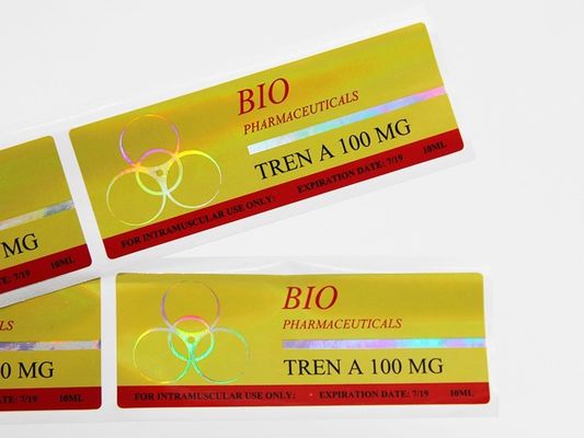 ISO Altın Folyo Baskı 10ml Flakon Etiketleri Trenbolone Asetat İçin Güçlü Yapışkan Yapışkan