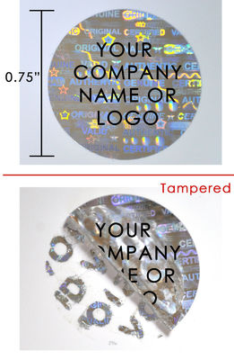 Cam Flakon için ISO9001 25mm Genişlik Orijinal Güvenli Hologram Etiket