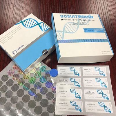 İnsan Büyüme Hormonu Kutuları İçin Geri Dönüştürülebilir 40x18mm Gümüş Folyo Cam Flakon Etiketleri