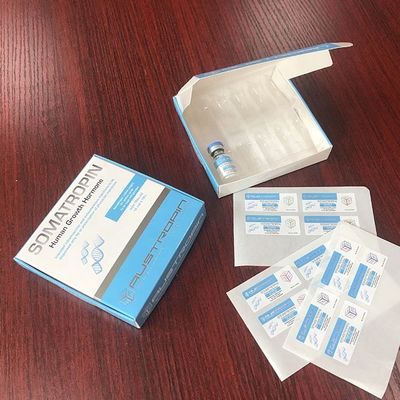 İnsan Büyüme Hormonu Kutuları İçin Geri Dönüştürülebilir 40x18mm Gümüş Folyo Cam Flakon Etiketleri